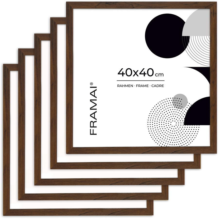 Brązowa ramka na zdjęcia w rozmiarze 40x40 cm