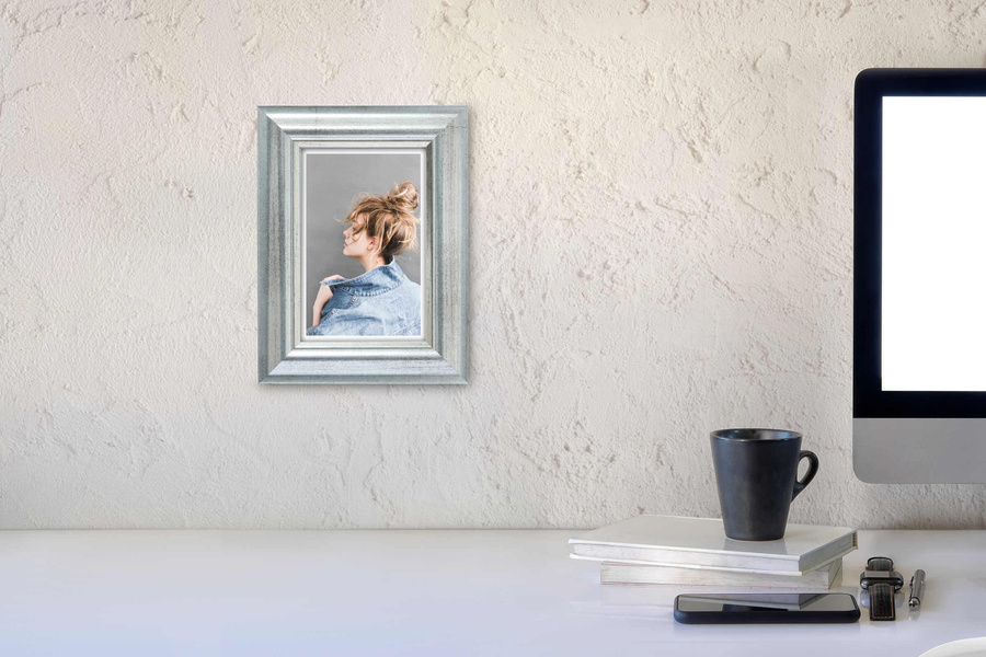 Ramka drewniana VIESTE 2076, szlachetna fotoramka na zdjęcia, plakaty lub obrazy - kolor srebrny