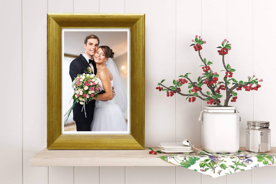 Ramka drewniana ISPANI 2003, szlachetna fotoramka na zdjęcia, plakaty lub obrazy - kolor złoty antyczny