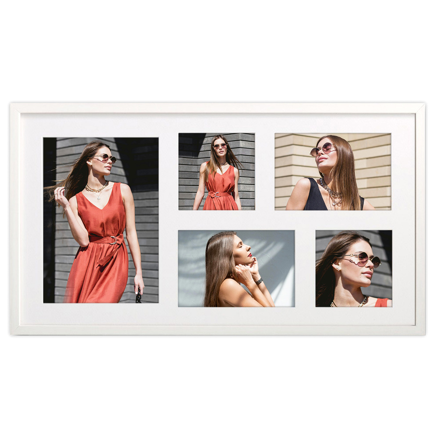 Ramka drewniana galeria passe-partout White 27x50 - kolor biały