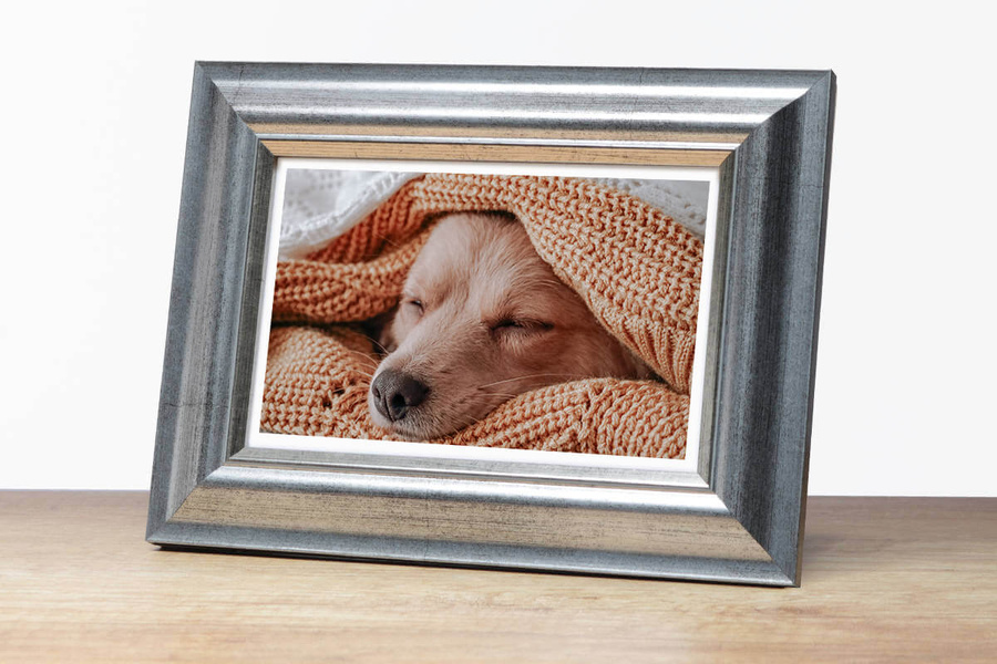 Ramka drewniana VIESTE 2076, szlachetna fotoramka na zdjęcia, plakaty lub obrazy - kolor srebrny