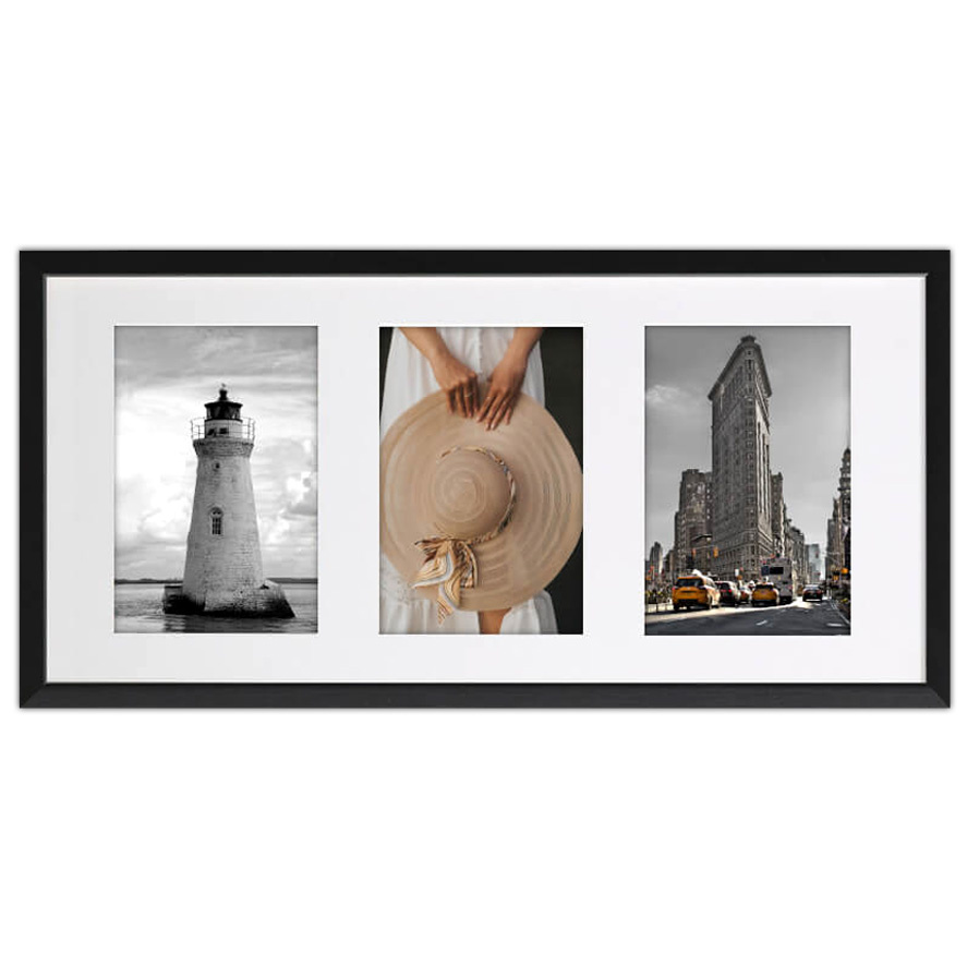 Ramka drewniana galeria passe-partout Black 20x42 - kolor czarny