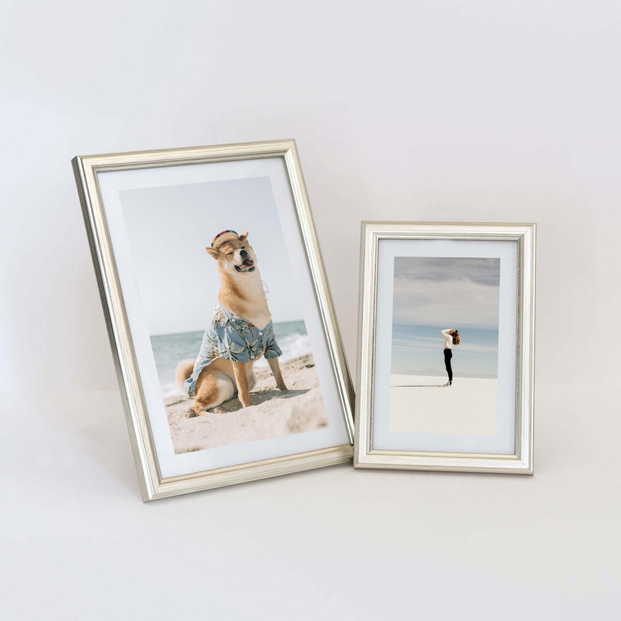 Ramka drewniana PRESTO 1859, szlachetna fotoramka na zdjęcia, plakaty lub rysunki - kolor srebrny