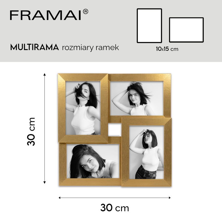 Multirama HEN GOLD zestaw ramek 4 X 10x15 cm