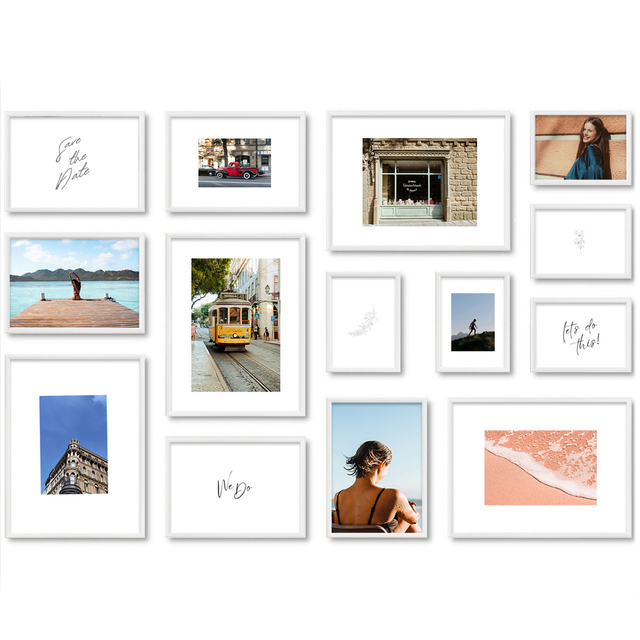 Galeria ścienna PRESTO 1 GF0001. Zestaw białych ramek na ścianę