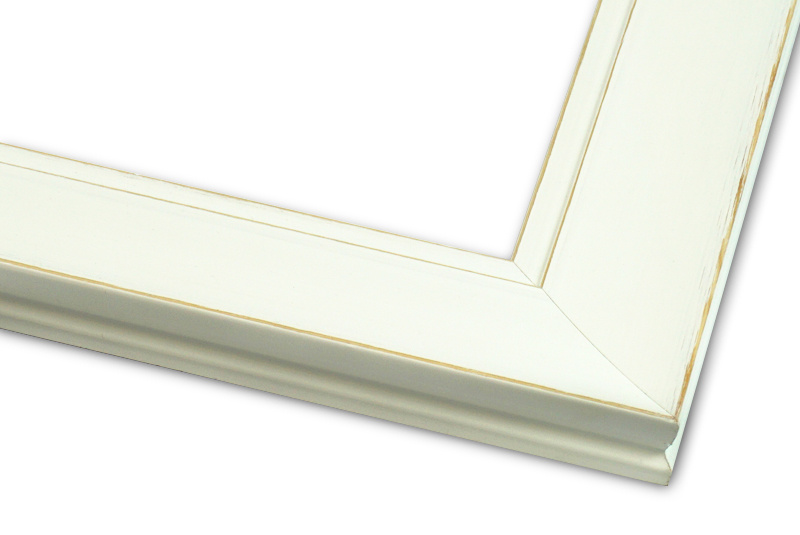 Rama do obrazów, zdjęć oraz luster na wymiar LUCA #1388. Nowoczesna z przetarciami, drewniana oprawa - sima, kolor biały