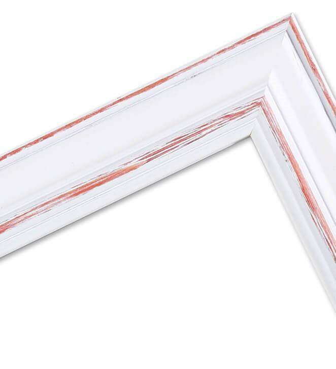 Ramka drewniana MAROTTA 2814, fotoramka na zdjęcia, plakaty lub obrazy - kolor biało-czerwonym, przetarcia