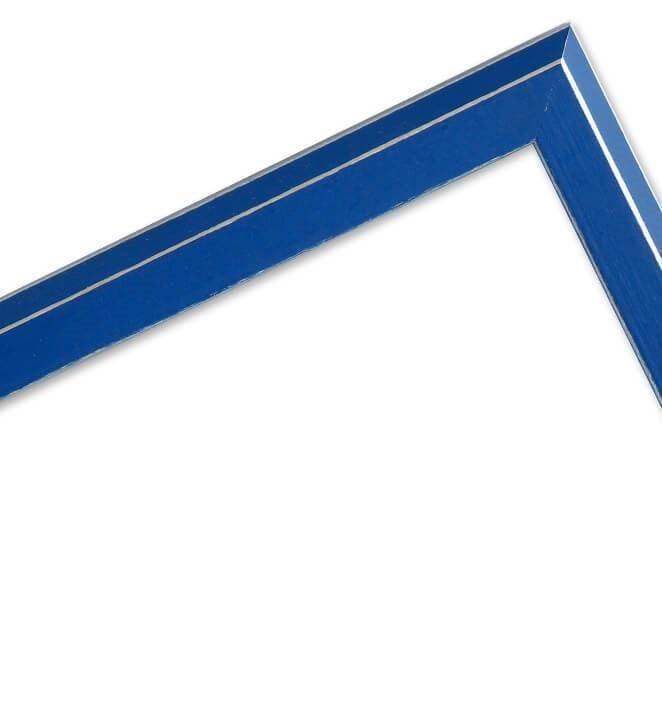 Ramka drewniana MARINA 2796, nowoczesna fotoramka na zdjęcia, plakaty lub rysunki - kolor niebieski, przetarcia