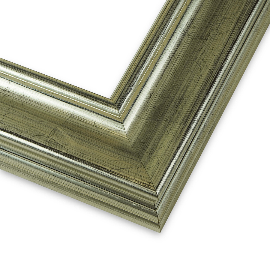 Rama do luster, obrazów na blejtram, krosno na wymiar LUCA #2399. Klasyczna drewniana oprawa - sima kolor srebro drapane