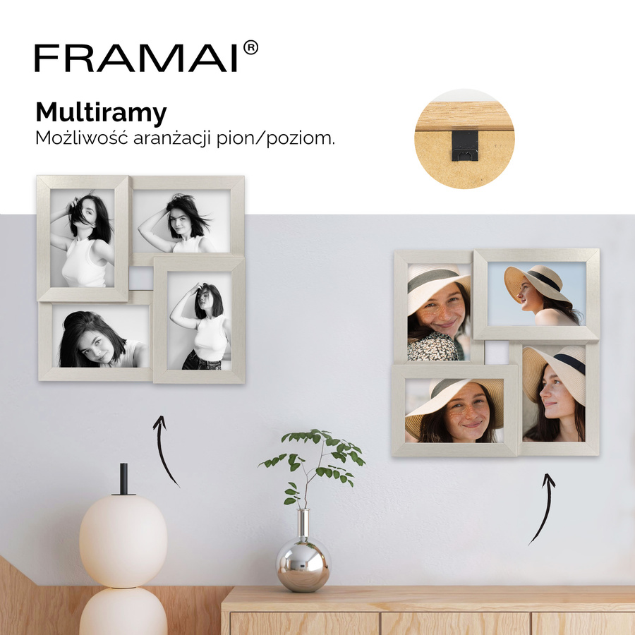 Multirama HEN SILVER zestaw ramek 4 X 10x15 cm srebrna