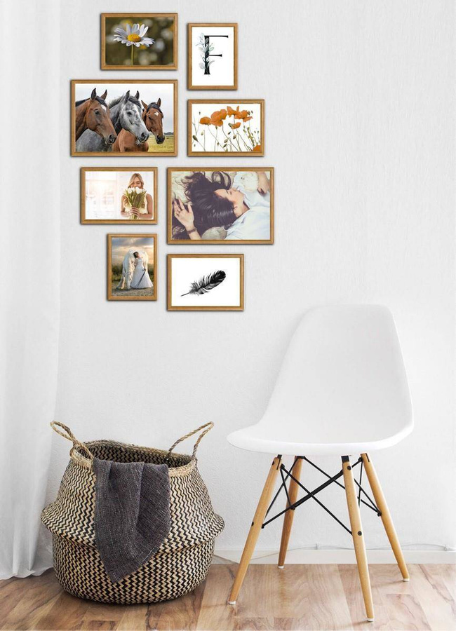 Galeria ścienna PRESTO 3 GF0007. Zestaw naturalnych ramek na ścianę