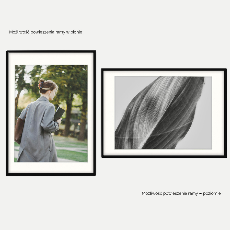 Ramka z passe partout na zdjęcia w rozmiarze 70x100 cm z okienkiem passe partout 60x80 cm