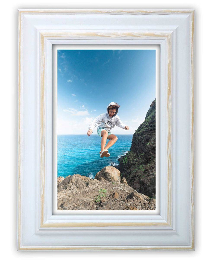 Ramka drewniana MAROTTA 2815, fotoramka na zdjęcia, plakaty lub obrazy - kolor biały, przetarcia