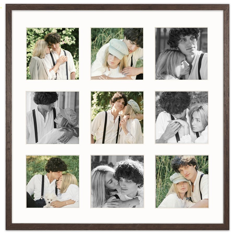 Foto galeria 40x40 cm na 9 zdjęć o wymiarach 10x10 cm brązowa