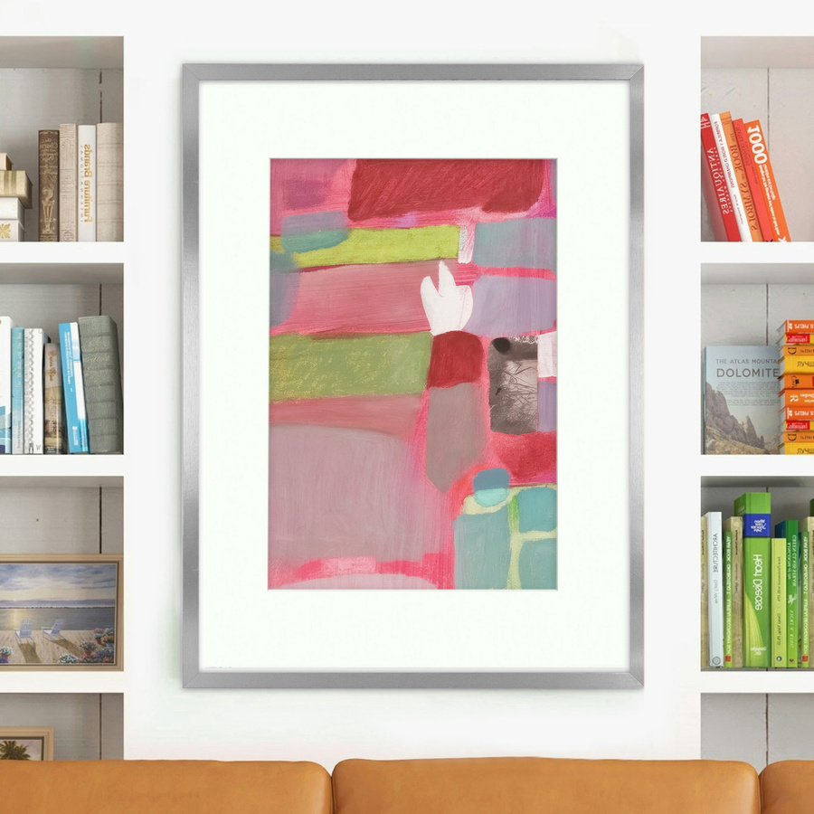 Srebrna ramka z passe partout na zdjęcia w rozmiarze 60x80 cm z okienkiem passe partout 50x70 cm