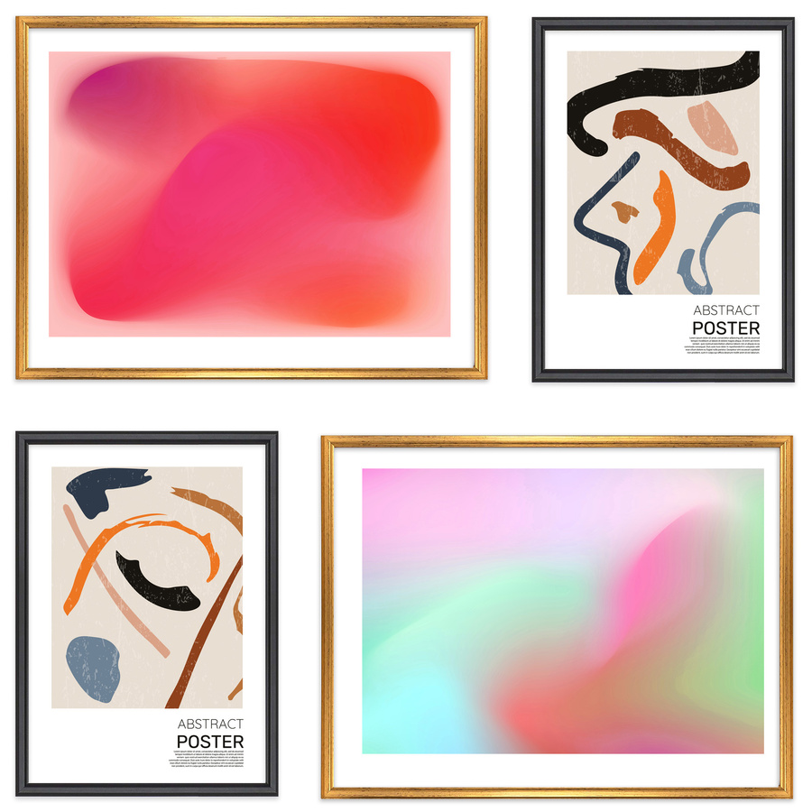 Galeria ścienna PRESTO Z2 GF0003. Zestaw złoto-czarnuch ramek na ścianę