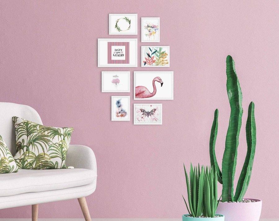 Galeria ścienna PINIA 1 GF0007. Zestaw białych ramek na ścianę