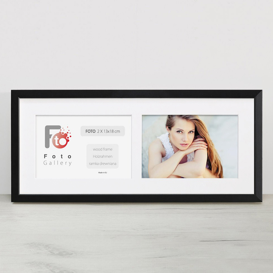 Ramka drewniana galeria passe-partout Black 18x45 - kolor czarny