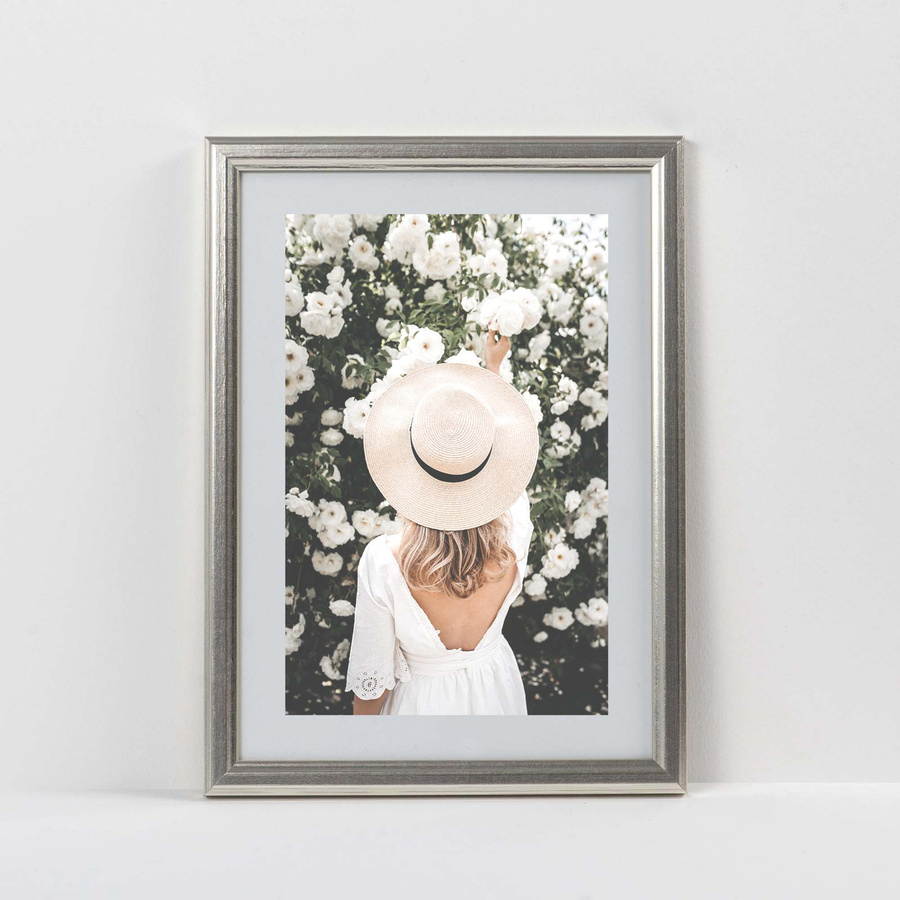 Ramka drewniana PRESTO 1859, szlachetna fotoramka na zdjęcia, plakaty lub rysunki - kolor srebrny