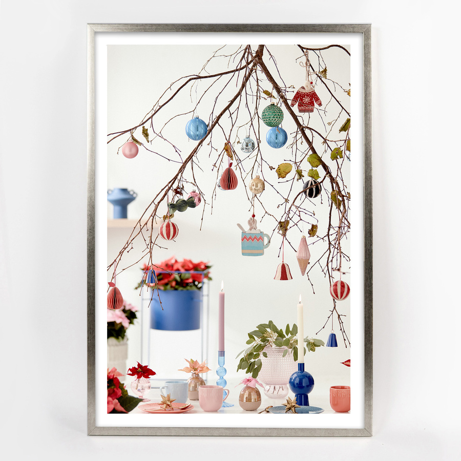 Ramka drewniana UNO S, nowoczesna, wysoka fotoramka na zdjęcia, plakaty lub rysunki - kolor srebrny 