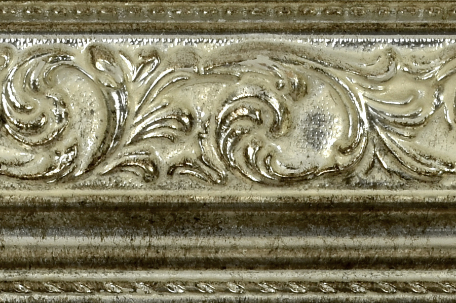 Rama do obrazów, zdjęć oraz luster na wymiar LUCA #2544. Ozdobna ornamentowana, drewniana oprawa - kolor srebrny, patyna