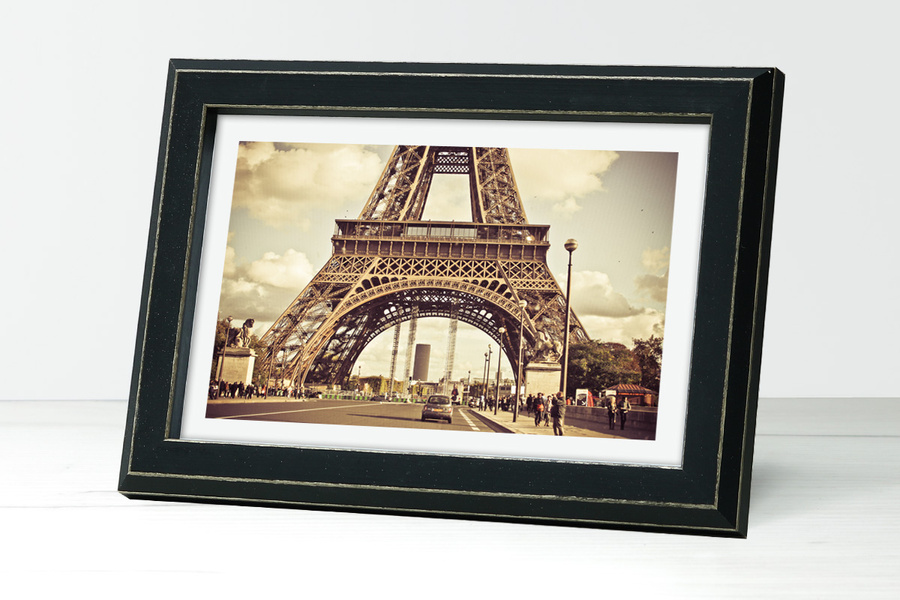 Ramka drewniana MARINA 2800, nowoczesna fotoramka na zdjęcia, plakaty lub rysunki - kolor czarny, przetarcia