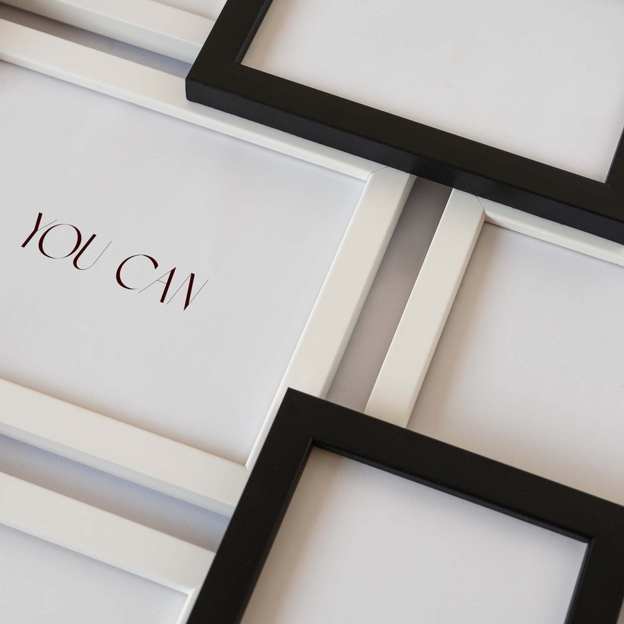 Multirama drewniana Black & White 91, zestaw ramek 8 X 10x15 cm, 1 X 13x18 cm - czarno-biała