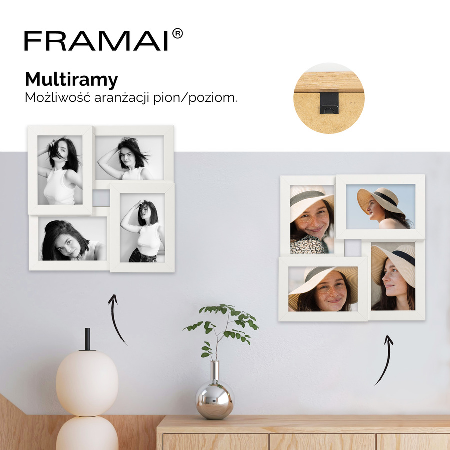 Multirama HEN WHITE zestaw ramek 4 X 10x15 cm biała