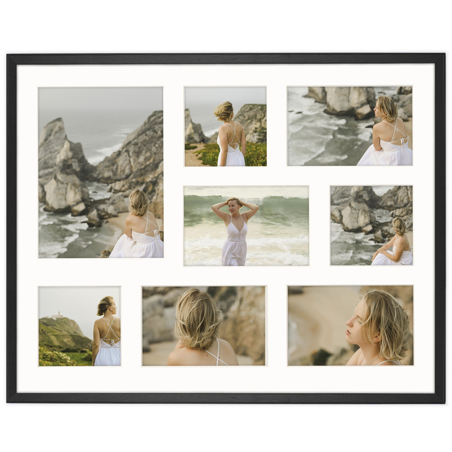 Foto galeria 40x50 cm na 7 zdjęć o wymiarach 10x10 cm 10x15 cm 15x21 cm czarna