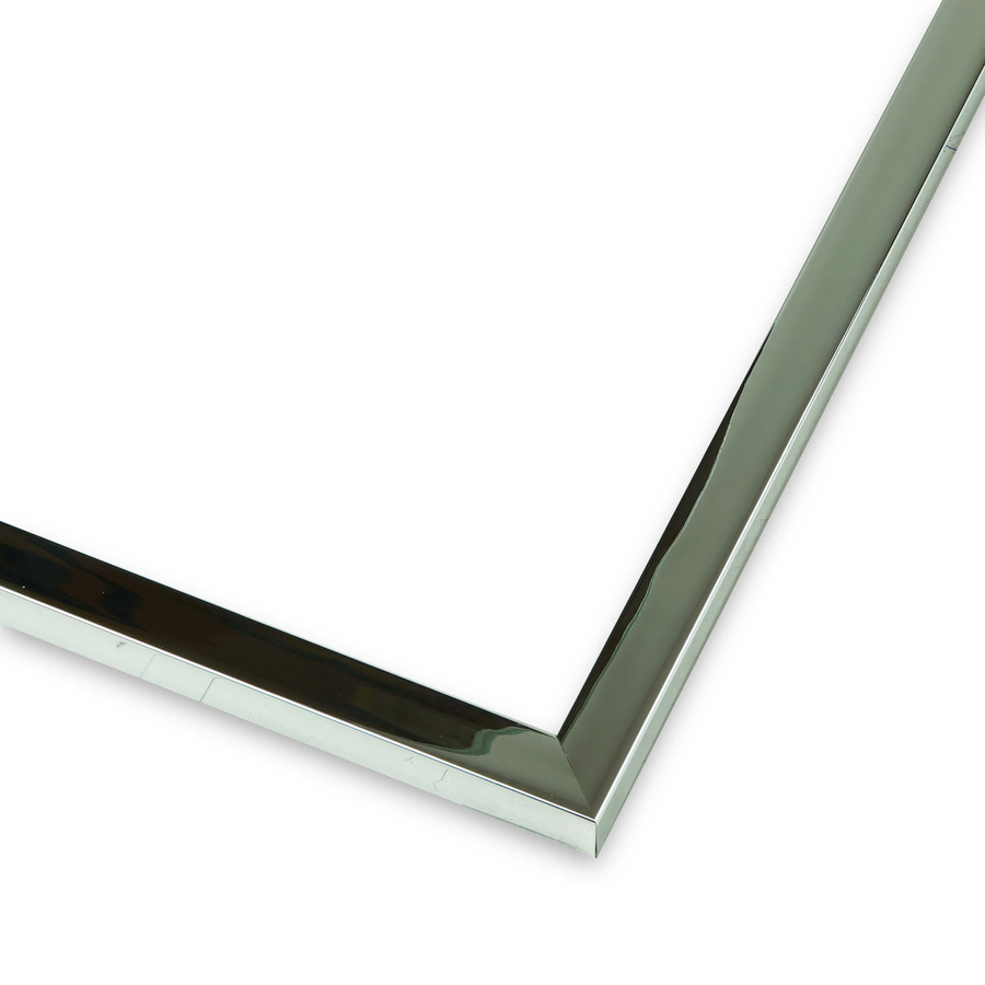 Ramka do zdjęć, plakatów, grafik na wymiar LUCA #2433. Nowoczesna chromowana, drewniana oprawa - kubik, kolor srebrny połysk