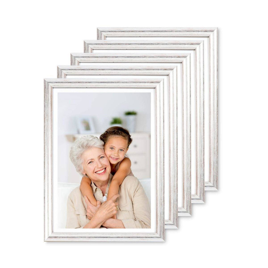 Zestaw ramek drewnianych DIPLO 2862 5 szt. - kolor srebrny