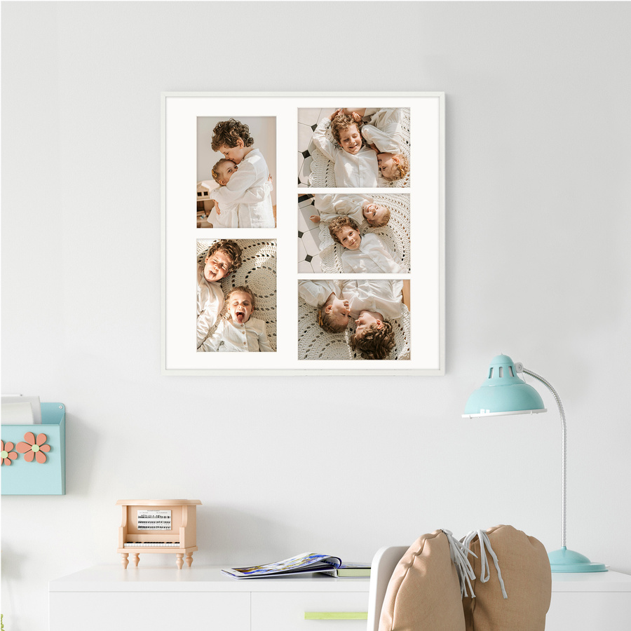 Foto galeria 50x50 cm na 5 zdjęć o wymiarze 15x21 cm kolor biały