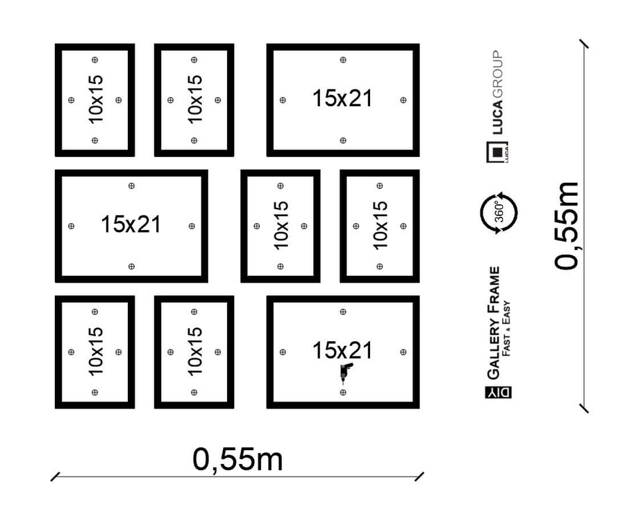 Zestaw ramek PINIA 2 GF0027 - galeria ramek na 9 zdjęć