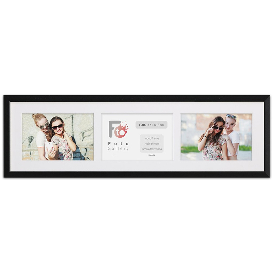 Ramka drewniana galeria passe-partout Black 18x66 - kolor czarny