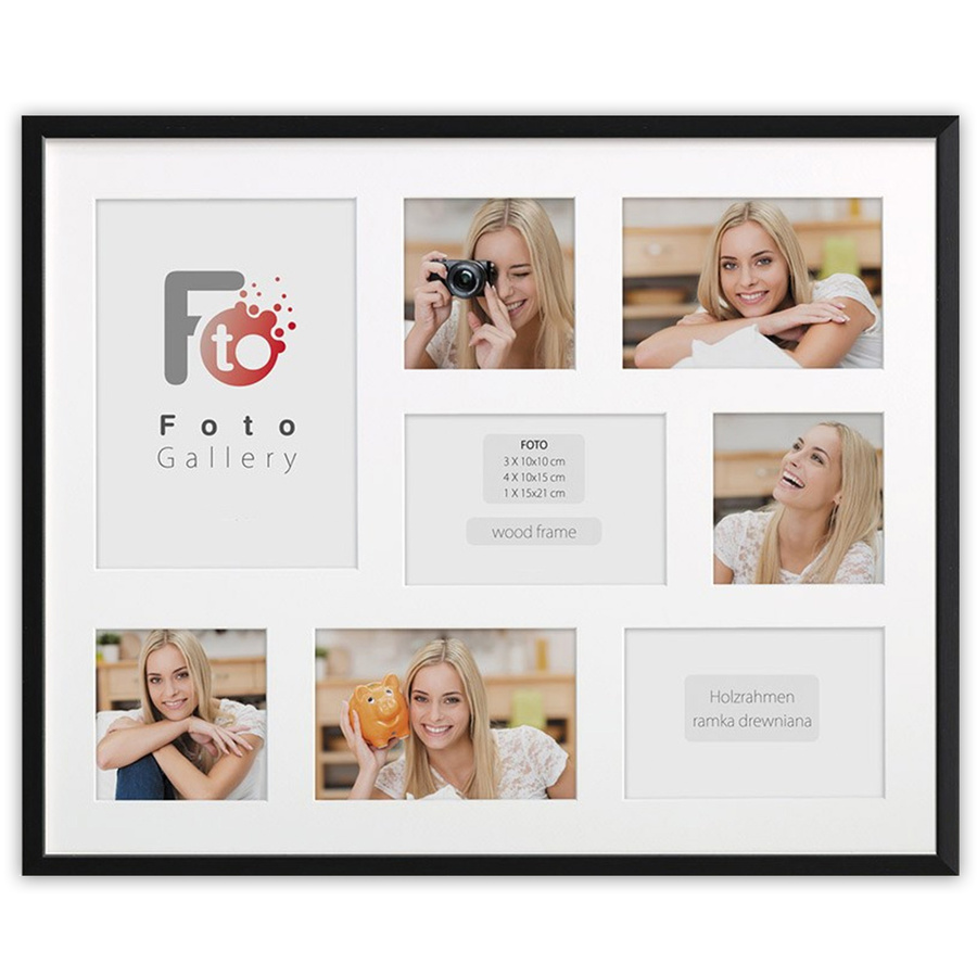 Ramka drewniana galeria passe-partout Black 40x50 C - kolor czarny