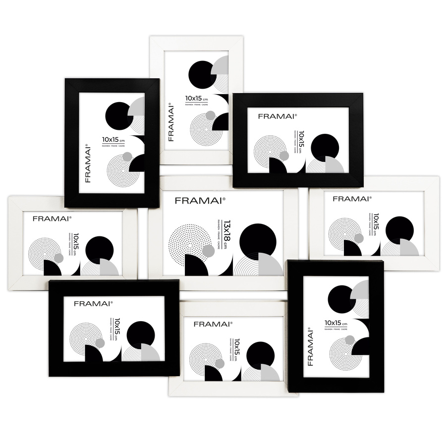 Multirama w  czarno-białym kolorze MULTI  HEN 1-2 na 9 zdjęć ramka na zdjęcia