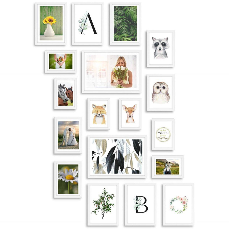 Galeria ścienna PINIA 1 GF0006. Zestaw białych ramek na ścianę