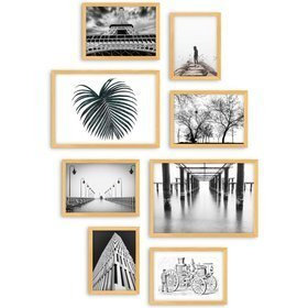 Galeria ścienna PINIA 0 GF0007. Zestaw naturalnych ramek na ścianę