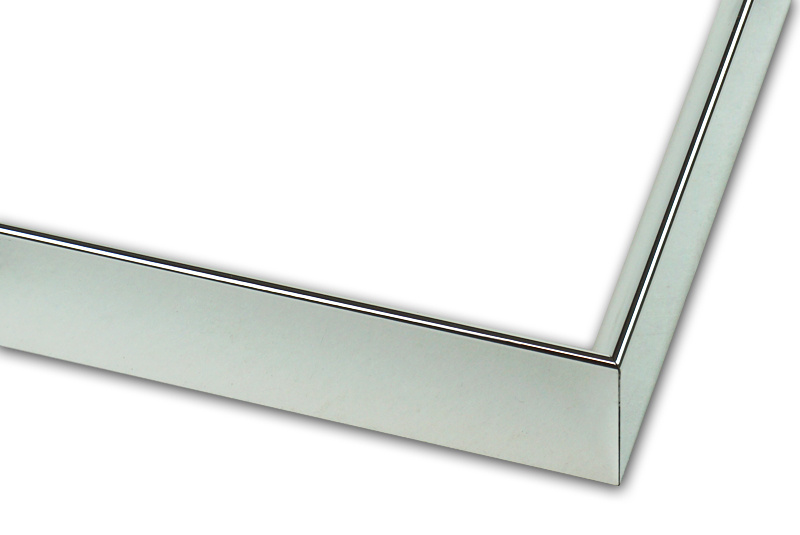 Rama do obrazów, zdjęć, plakatów oraz luster na wymiar LUCA #1488. Chromowana nowoczesna, drewniana oprawa - kolor srebrny