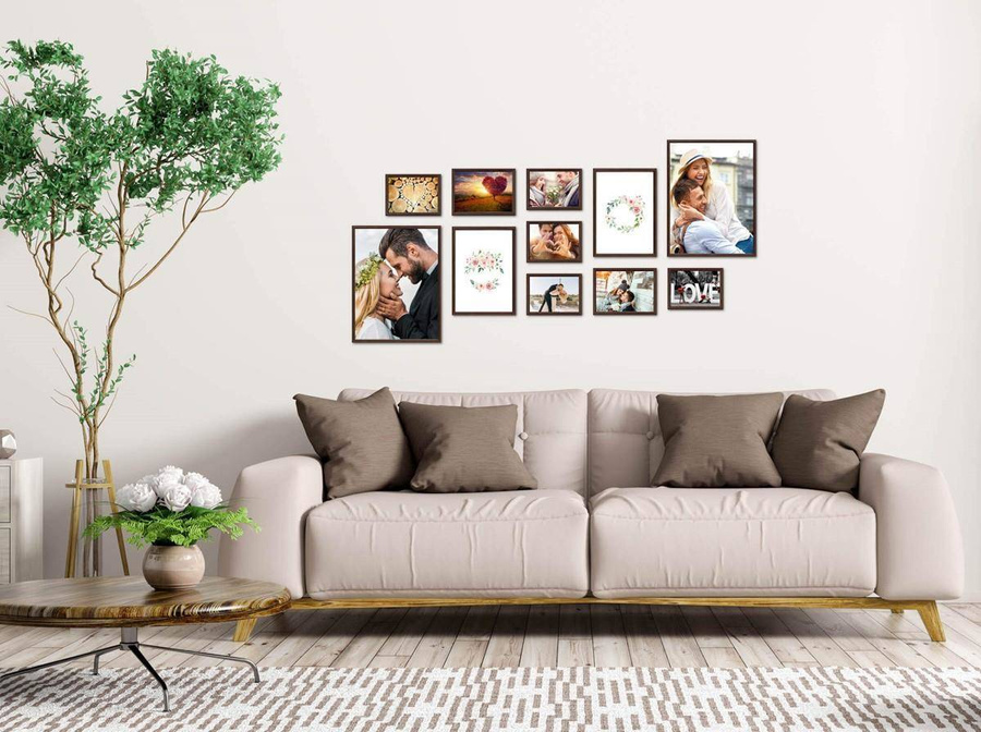 Galeria ścienna PRESTO 44 GF0005. Zestaw brązowych ramek na ścianę