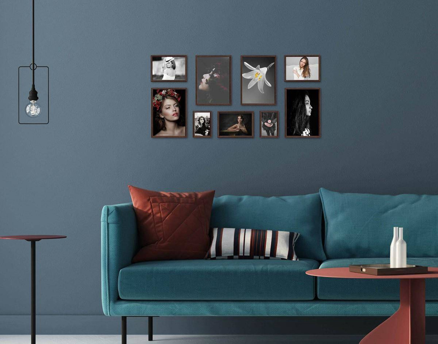 Galeria ścienna PRESTO 44 GF0004. Zestaw brązowych ramek na ścianę