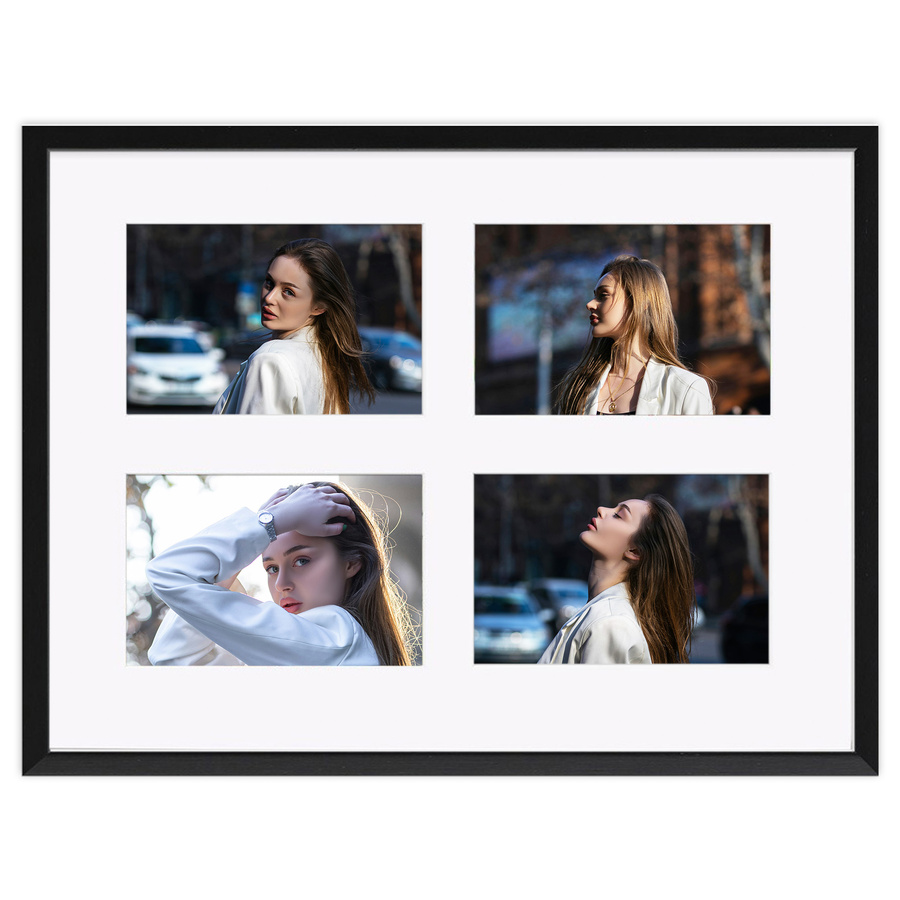 Ramka drewniana galeria passe-partout Black 30x40 A - kolor czarny