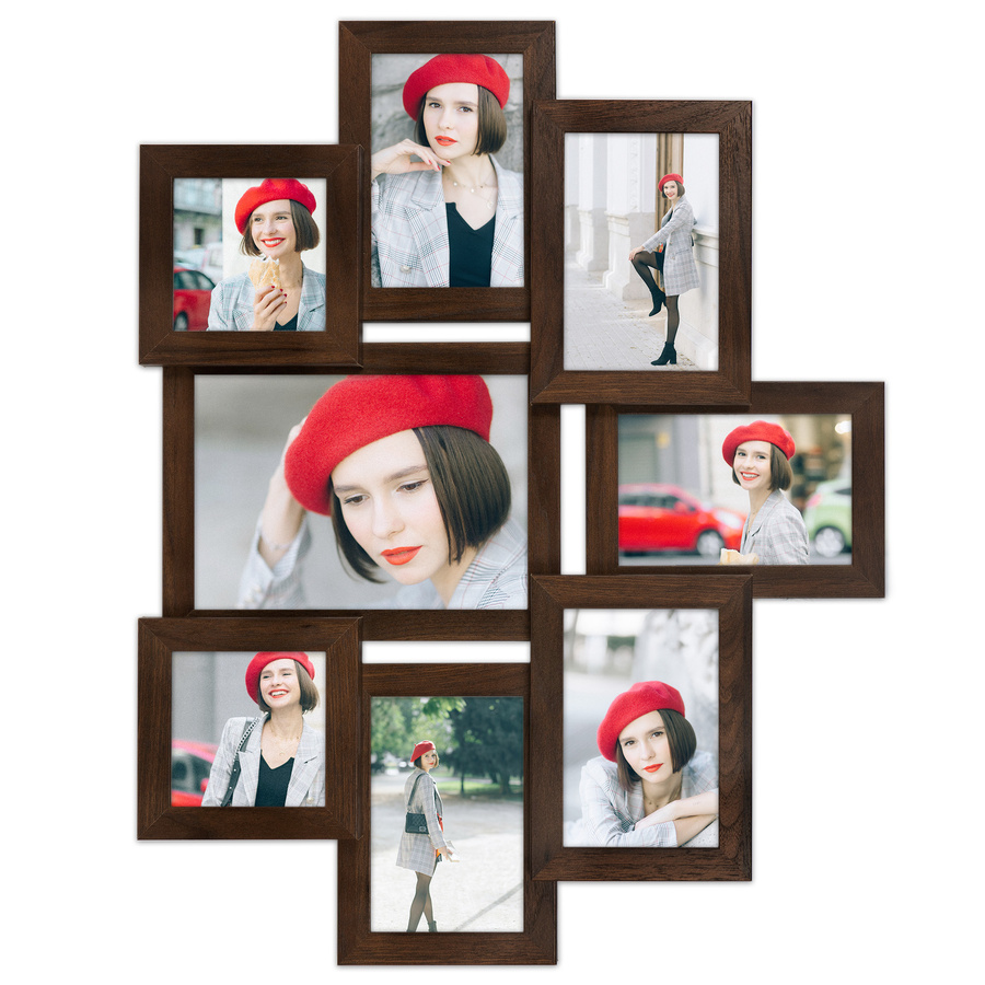 Multirama w brązowym kolorze MULTI HEN 4 na 8 zdjęć ramka na zdjęcia