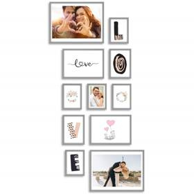 Galeria ścienna PINIA 05 GF0005. Zestaw szarych ramek na ścianę