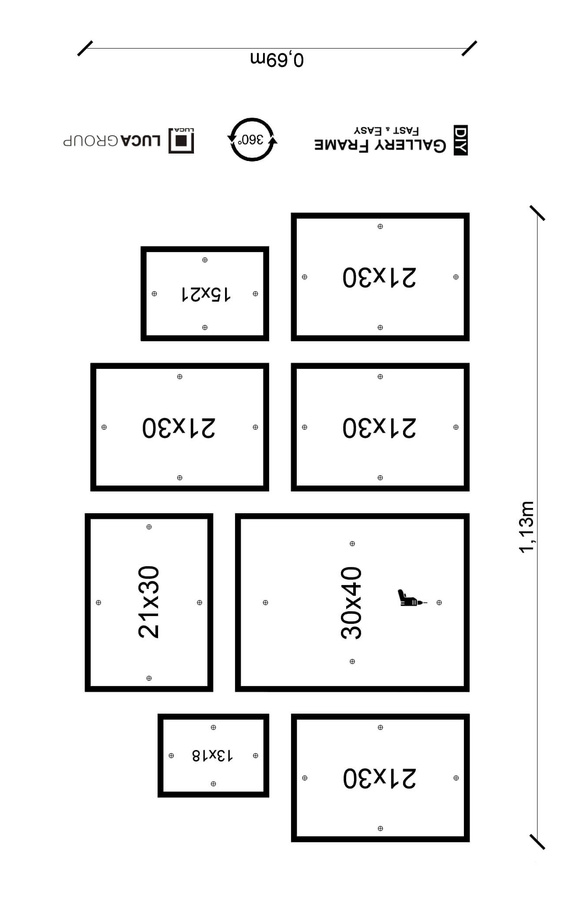 Zestaw białych ramek galeria 1 GF9 1x13x18 1x15x21 5x21x30 1x30x40