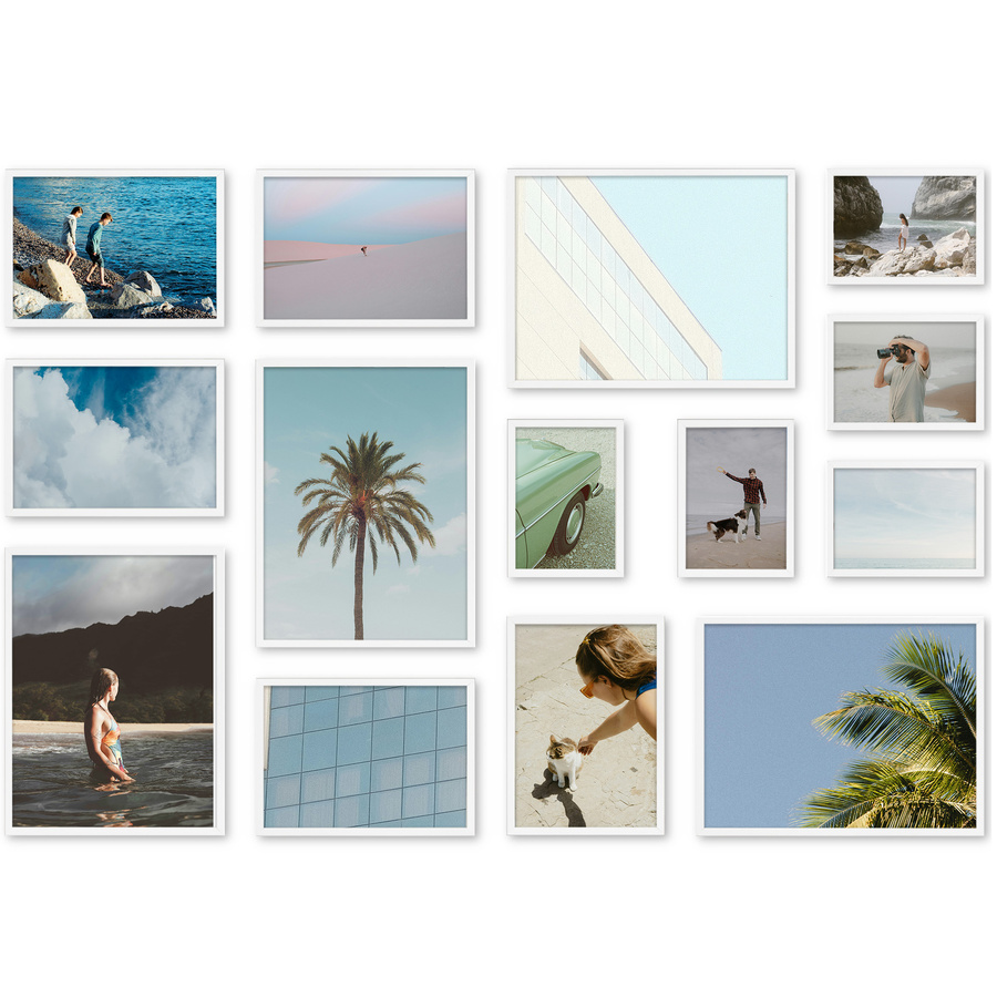 Galeria ścienna PINIA 1 GF0001. Zestaw białych ramek na ścianę