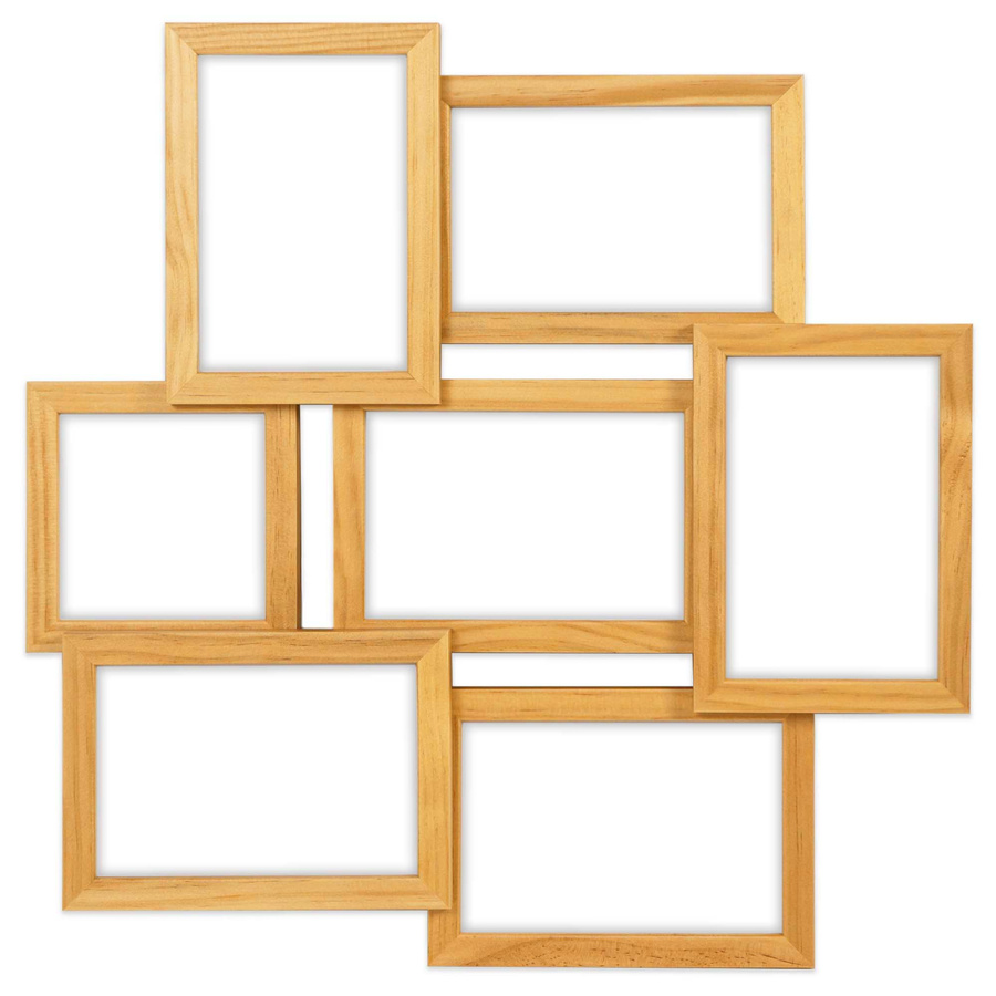 Multirama drewniana Natural 72, zestaw ramek 1 X 10x10 cm, 6 X 10x15 cm - naturalna