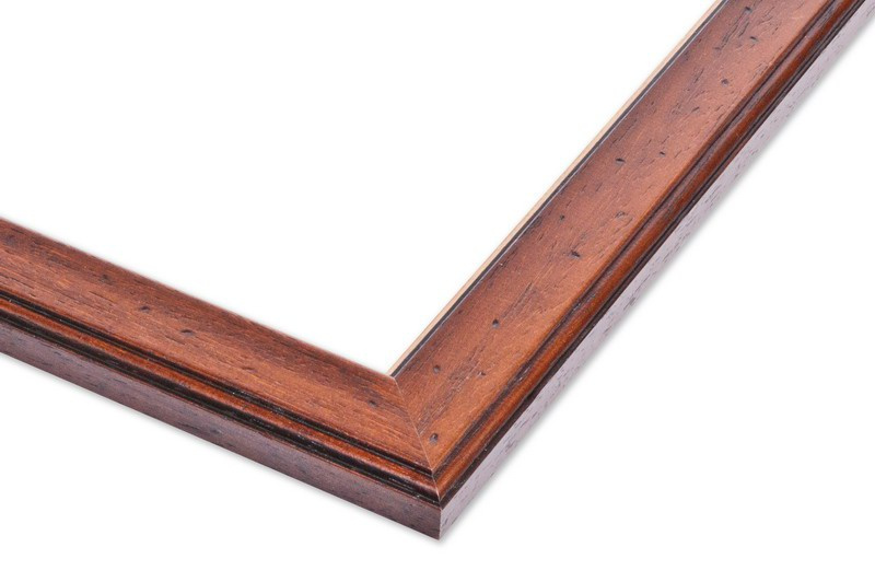 Rama do obrazów, zdjęć oraz plakatów na wymiar LUCA #852. Klasyczna płaska, drewniana oprawa - kolor brazowy z paskiem