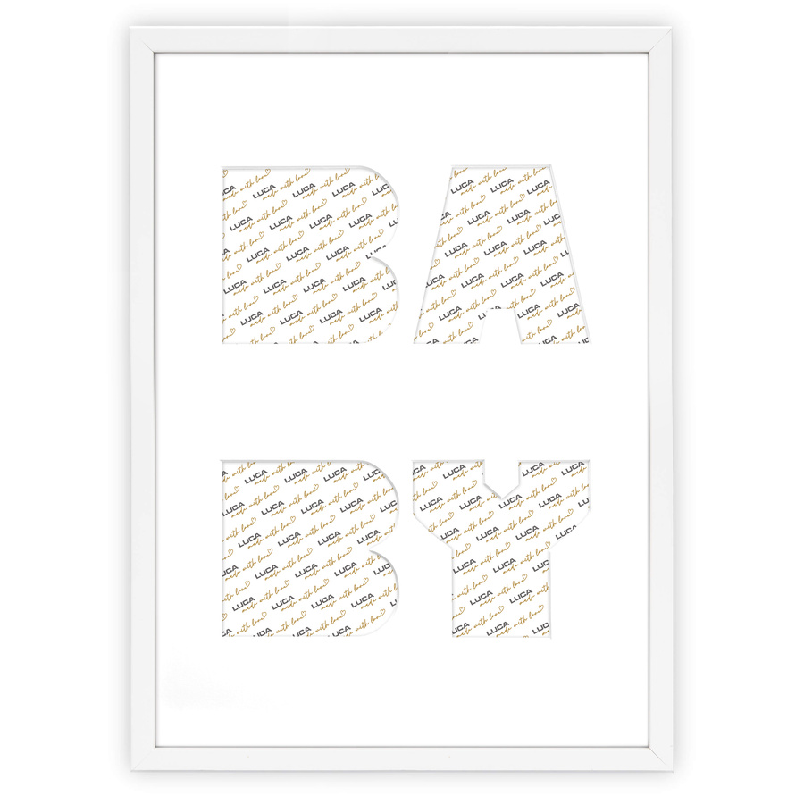 Ramka na zdjęcia BABY biała. Ramka z passe partout o rozmiarze 30x40 cm