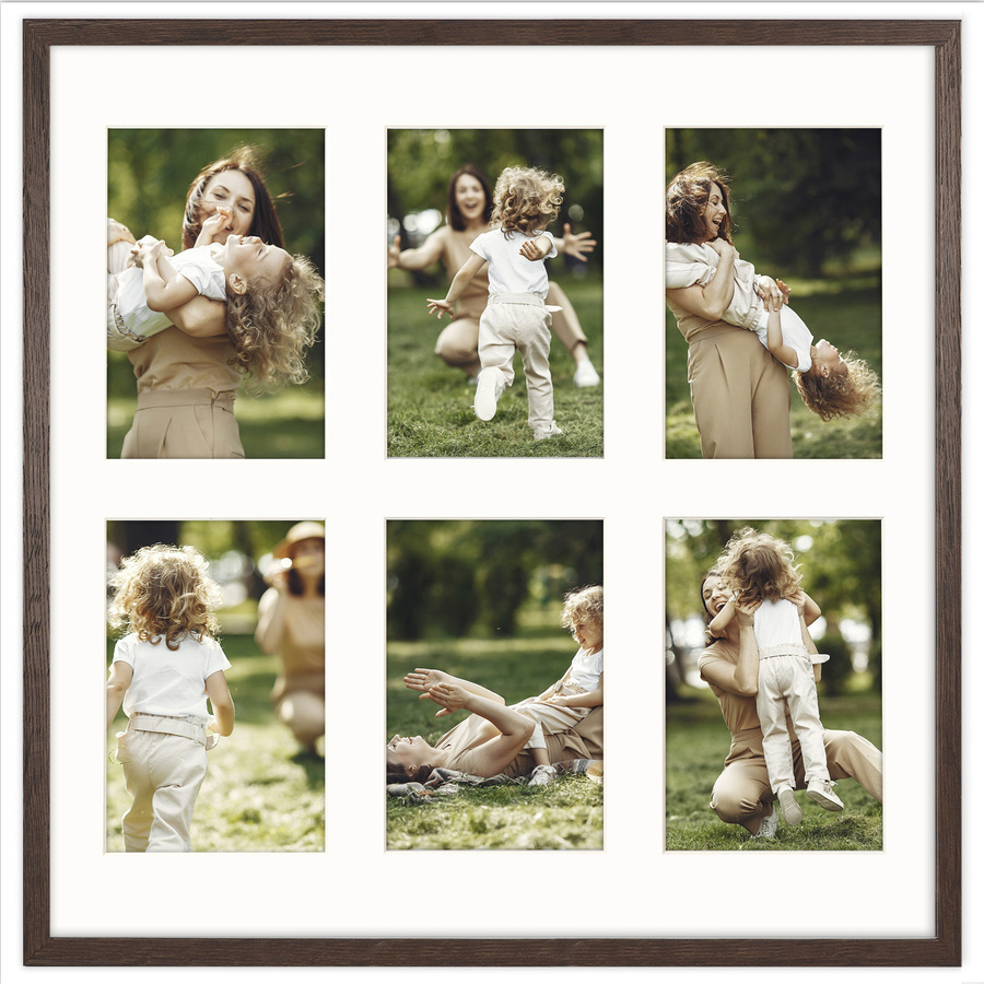 Foto galeria 40x40 cm na 6 zdjęć o wymiarach 10x15 cm brązowa